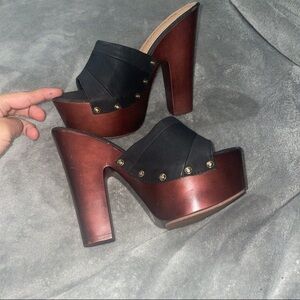 Black and Brown Platform Mules